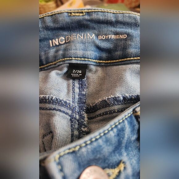 INC Denim Boyfriend 2/26 Light Blue High Rise Distressed Women’s Jeans - Picture 3 of 8